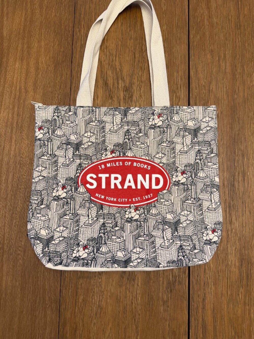 Strand Bookstore NYC Illustrated Canvas Zip Tote Bag